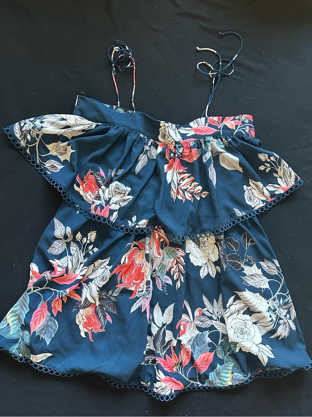 Wish Australia Nordstroms Navy Floral Spaghetti Strap dress Large AU 14 - Picture 4 of 16